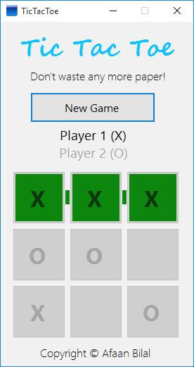 Tic Tac Toe by Afaan Bilal Tic Tac Toe by Afaan Bilal